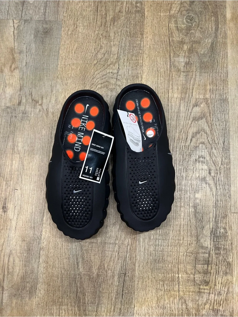 Nike Black MIND Men's Slip-On Perforated Clogs with Orange Insole Accents
